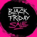 Black Friday Sale promotional sign with handwritten inscription on black circle brush stroke background for commerce and business. Royalty Free Stock Photo