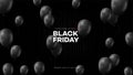 Black friday sale. Realistic background flying ballooons. Black friday banner. Dark background header for website Royalty Free Stock Photo