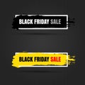 Black Friday Sale set of brush Ink brush stripes banners gold and black color. Abstract grunge black brush stroke frame Royalty Free Stock Photo