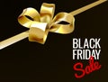 Black Friday Sale Gold Gift Bow Sign Royalty Free Stock Photo