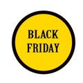 Black Friday sale sign. Black text on yellow background. Web icon isolated on white background. Vector illustration Royalty Free Stock Photo