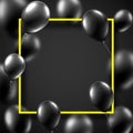 Black friday sale square background with black balloons and frame