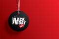Black friday sale tag circle banner and the rope hanging on red Royalty Free Stock Photo