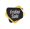 Black Friday Sale tag with golden ribbon. Vector label isolated on white background for special offer at Friday Sale. Royalty Free Stock Photo