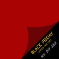 Black Friday Sale. Template to day Black Friday sale. Realistic red curled corner with shadow on black background