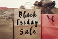 Black friday sale text. Big sale offer discount sign on paper ba Royalty Free Stock Photo