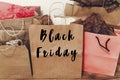 Black friday sale text. big sale offer discount sign on paper ba Royalty Free Stock Photo