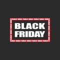 Black Friday sale text in frame typographic poster mockup, elegant dark background, special offer day banner design template, Royalty Free Stock Photo