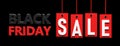 Black Friday sale. Text on red price labels hanging on black background. 3d illustration Royalty Free Stock Photo