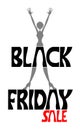 Black Friday Sale Text With Shopping Woman Silhouette Vector