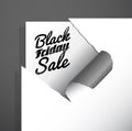 Black Friday Sale text uncovered from teared paper corner. Royalty Free Stock Photo