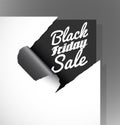 Black Friday Sale text uncovered from teared paper corner. Royalty Free Stock Photo