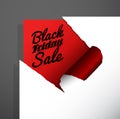 Black Friday Sale text uncovered from teared paper corner. Royalty Free Stock Photo