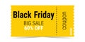 Black Friday sale ticket coupon template layout.