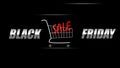 Black Friday Sale trolly animated on black background. Sales promotion concept