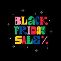 Black Friday Sale Typography in Trendy Retro 90s Cartoon Ctyle. Abstract Playful Font. Vector Illustration with