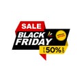 Black Friday Sale, up to 50% off, banner design template, discount tag, special offer, vector illustration Royalty Free Stock Photo