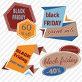 Black Friday Sale Vector Badges and Labels. Royalty Free Stock Photo