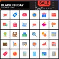 Black Friday Sale vector icons set, Shopping modern solid symbol Royalty Free Stock Photo