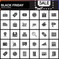 Black Friday Sale vector icons set, Shopping modern solid symbol Royalty Free Stock Photo