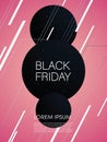 Black friday sale vector illustration with abstract geometric shapes on pink background. Sales promotion, special offers Royalty Free Stock Photo