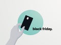 Black Friday sale vector website banner with credit card. Modern minimal art style. Discounts, special offers promotion.