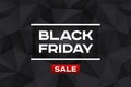 Black Friday Sale. Volume geometric shape, 3d black crystals. Low polygons dark background. Red accent. Vector design polygonal fo Royalty Free Stock Photo