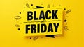 Black friday sale yellow banner with text and elements Royalty Free Stock Photo
