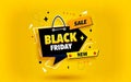 Black friday sale yellow banner with text and elements Royalty Free Stock Photo