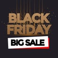 Black Friday sales banner. Gold sparkling circle frame with text. Vector poster illustration.