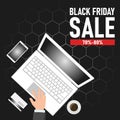 Black Friday sales design buying from a laptop