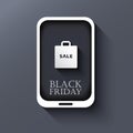 Black Friday sales invitation in smartphone. Eps10 Royalty Free Stock Photo