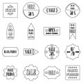 Black Friday Sales signs icons set, outline style Royalty Free Stock Photo