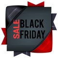 Black Friday sales, square banners with colored ribbons. Gifts f