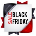 Black Friday sales, square banners with colored ribbons. Gifts f