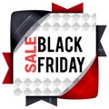 Black Friday sales, square banners with colored ribbons. Gifts f