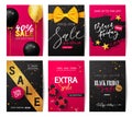 Black Friday Set of sale banners with balloons, gift boxes, bow and more. Vector illustrations of mobile website banners Royalty Free Stock Photo