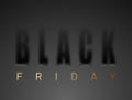 Black Friday Shadow vector banner on dark gray finely patterned texture background. Long shadow effect black letters. Golden