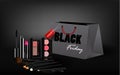 Black Friday shopping bag cosmetics and sales tag marketing temp Royalty Free Stock Photo