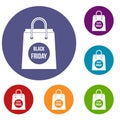 Black Friday shopping bag icons set Royalty Free Stock Photo