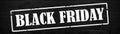 Black Friday shopping discount background banner panorama template - white grunge stamp on black dark brick wall texture