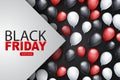 Black Friday Shopping event advertisement background with shiny helium balloons. Big sale design concept for newsletters and websi