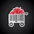 Black friday simple design with shopping cart barcode in paper s