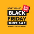 Black friday simple typography social media poster design with minimal shape vector illustration