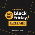 Black friday simple typography social media poster design with minimal shape vector illustration