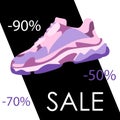 Black friday Sneaker shoe sale banner. Consept. Flat design Royalty Free Stock Photo