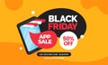 Black friday software app sale online store promotion banner template design with mobile smartphone vector illustration