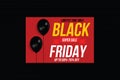 Black Friday, Special Big Sale, black air balloon, on red background.