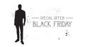 Black Friday Special Offer Banner With Grunge Rubber Fashion Model Male Silhouette On White Background