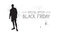 Black Friday Special Offer Banner With Grunge Rubber Fashion Model Male Silhouette On White Background